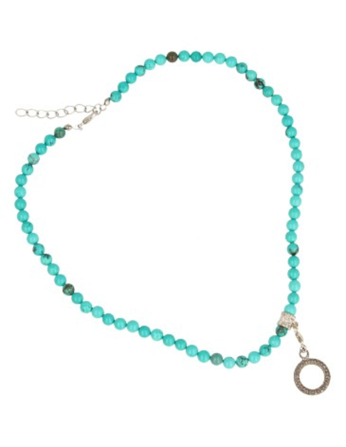 Blå howlit halsband (färgad), 6 mm pärlor, 43 cm