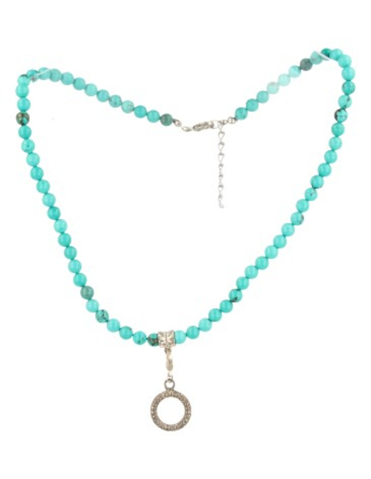 Blå howlit halsband (färgad), 6 mm pärlor, 43 cm