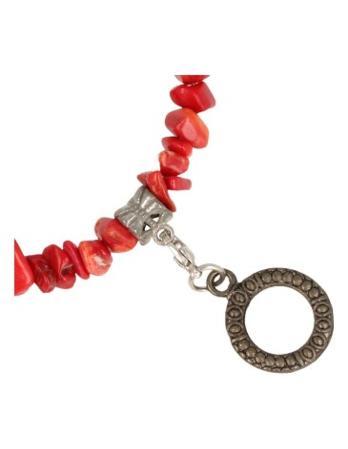 Korall halsband (imitation), mörkröd, 45 cm