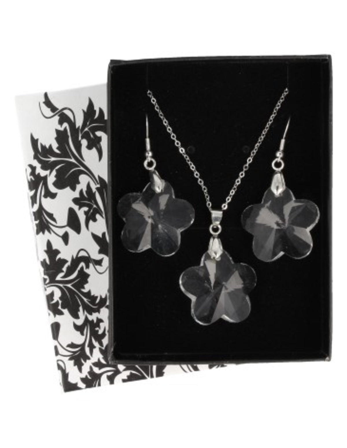 Kristallglas hänge och örhängen, blomma, feng shui-set