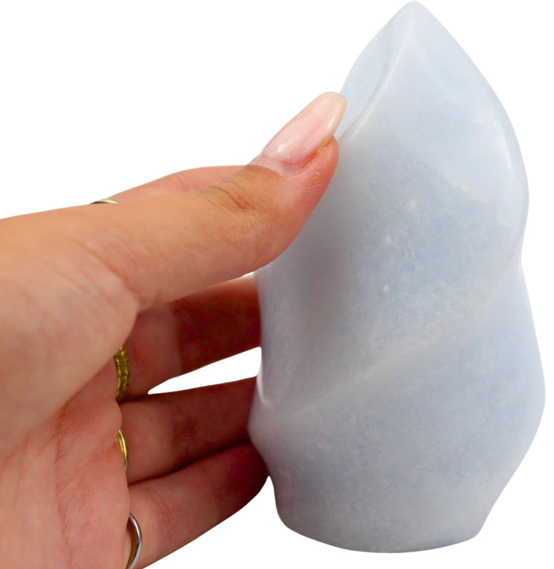 Blå kalcit flamma, feng shui, polerad, ca 10 cm, nr 01