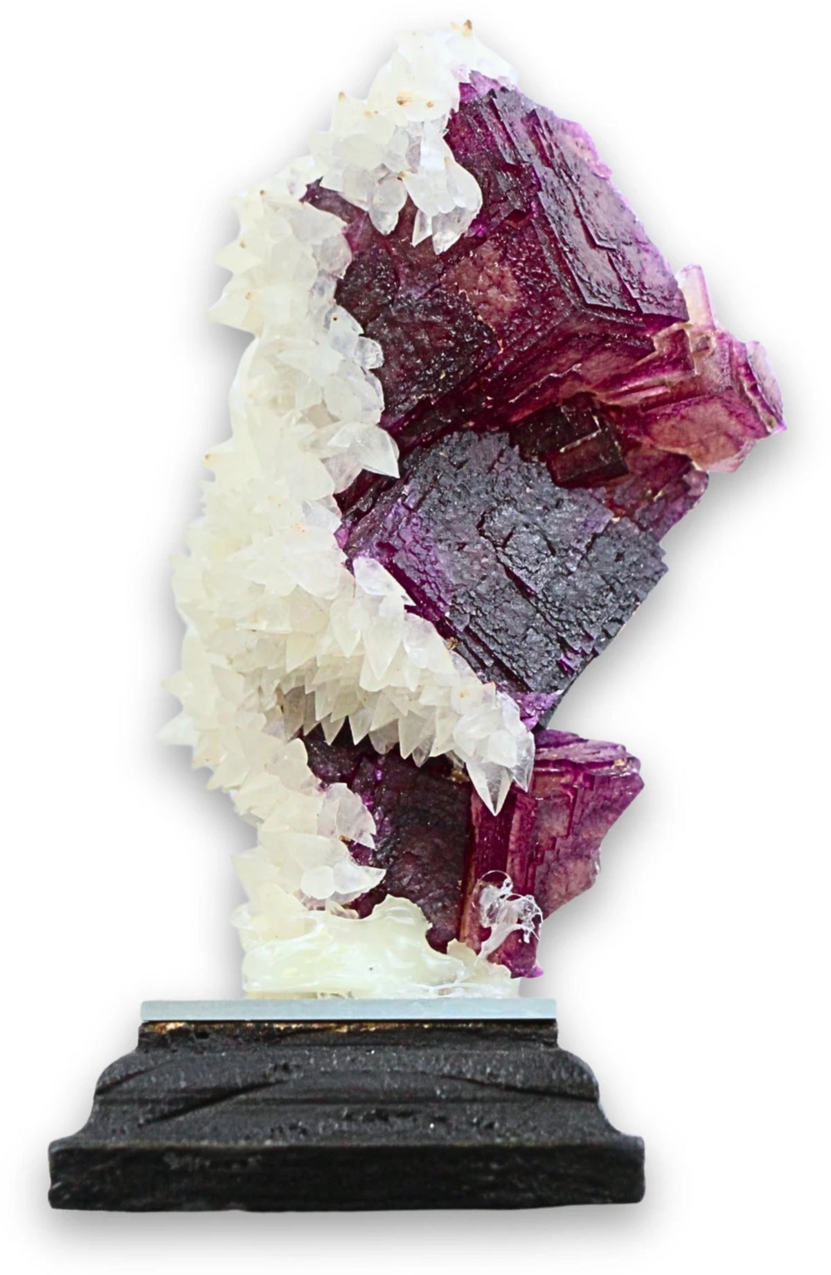 Fluorit lila med hundtandskalcit, rå, 11 cm, nr 28