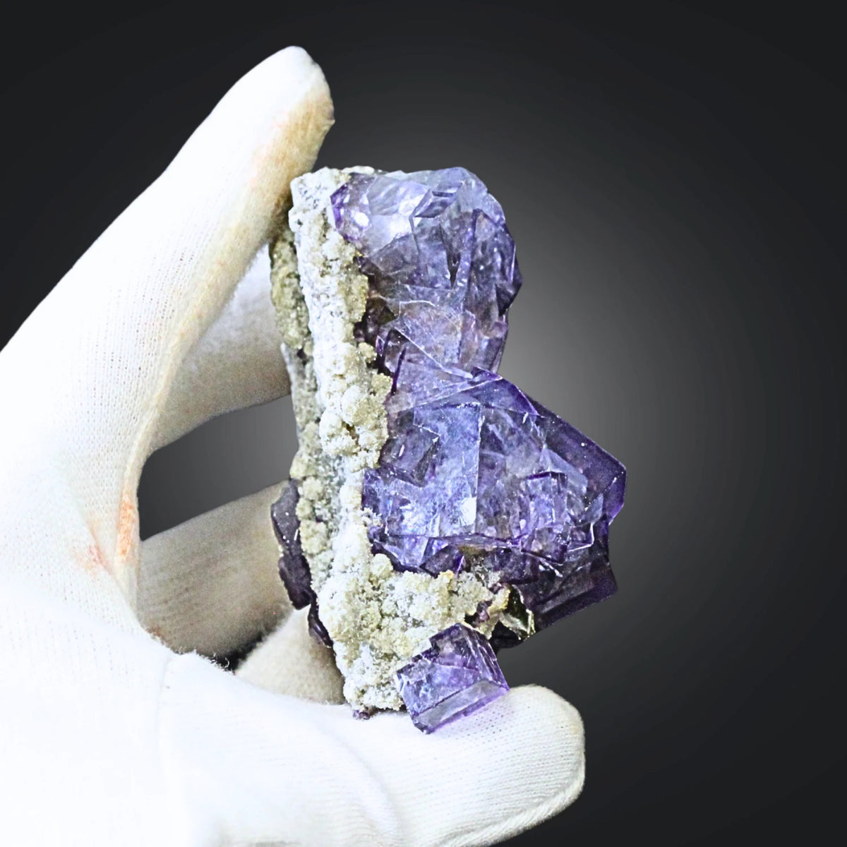 Fluorit lila på kvarts, rå, 7,3 cm, nr 26 (0,15 kg)