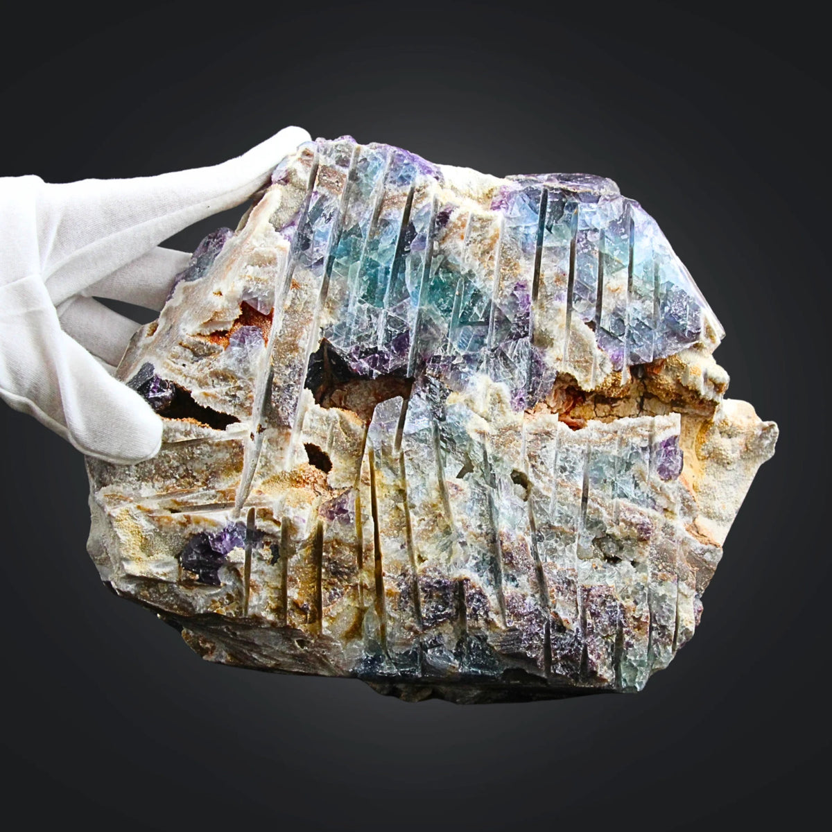 Fluorit lila på kvarts, 24 x 13 x 21 cm, 4,1 kg, nr 67