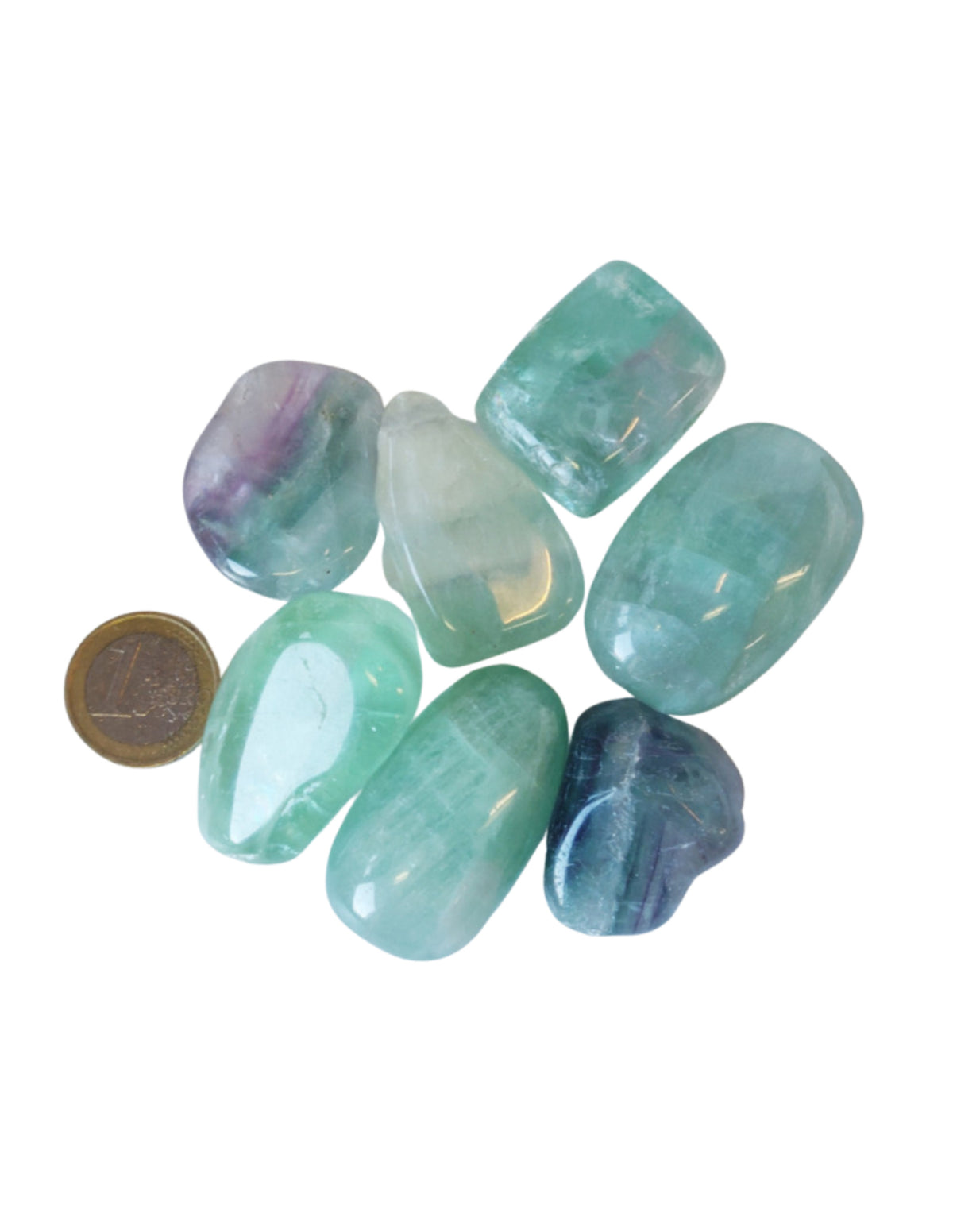Regnbågsfluorit trumlade stenar, 250 g, Standard