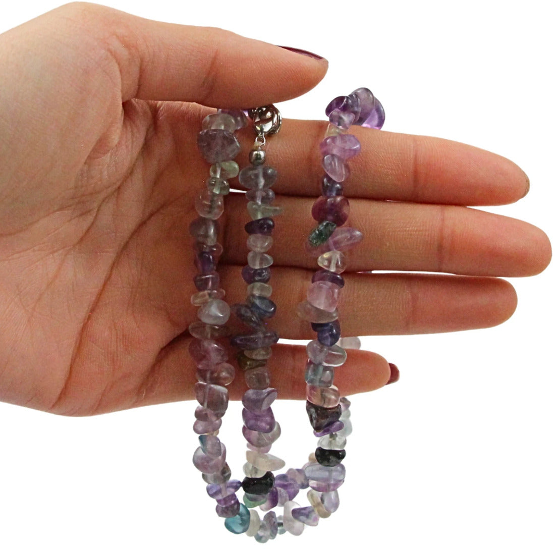 Fluorit halsband med splitstenar, 5 till 10 mm