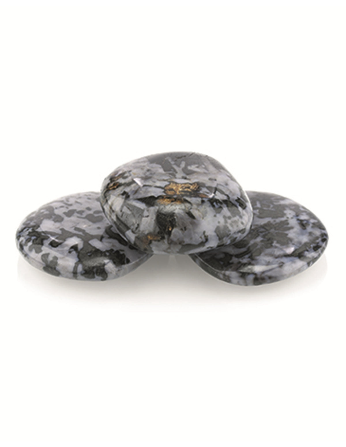 Gabbro palmsten, svart med gröna inslag, 5 till 6 cm
