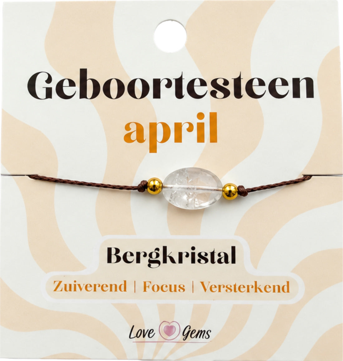 Bergkristall armband, födelsesten april, justerbart