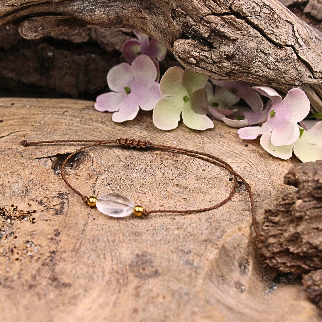 Bergkristall armband, födelsesten april, justerbart