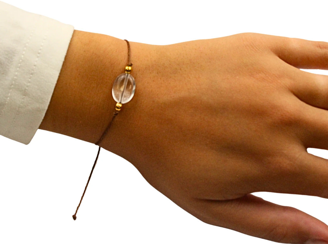 Bergkristall armband, födelsesten april, justerbart