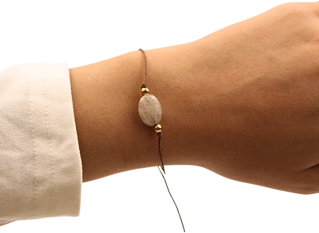 Rosenkvarts armband, januari, justerbart, 1 x 2 cm