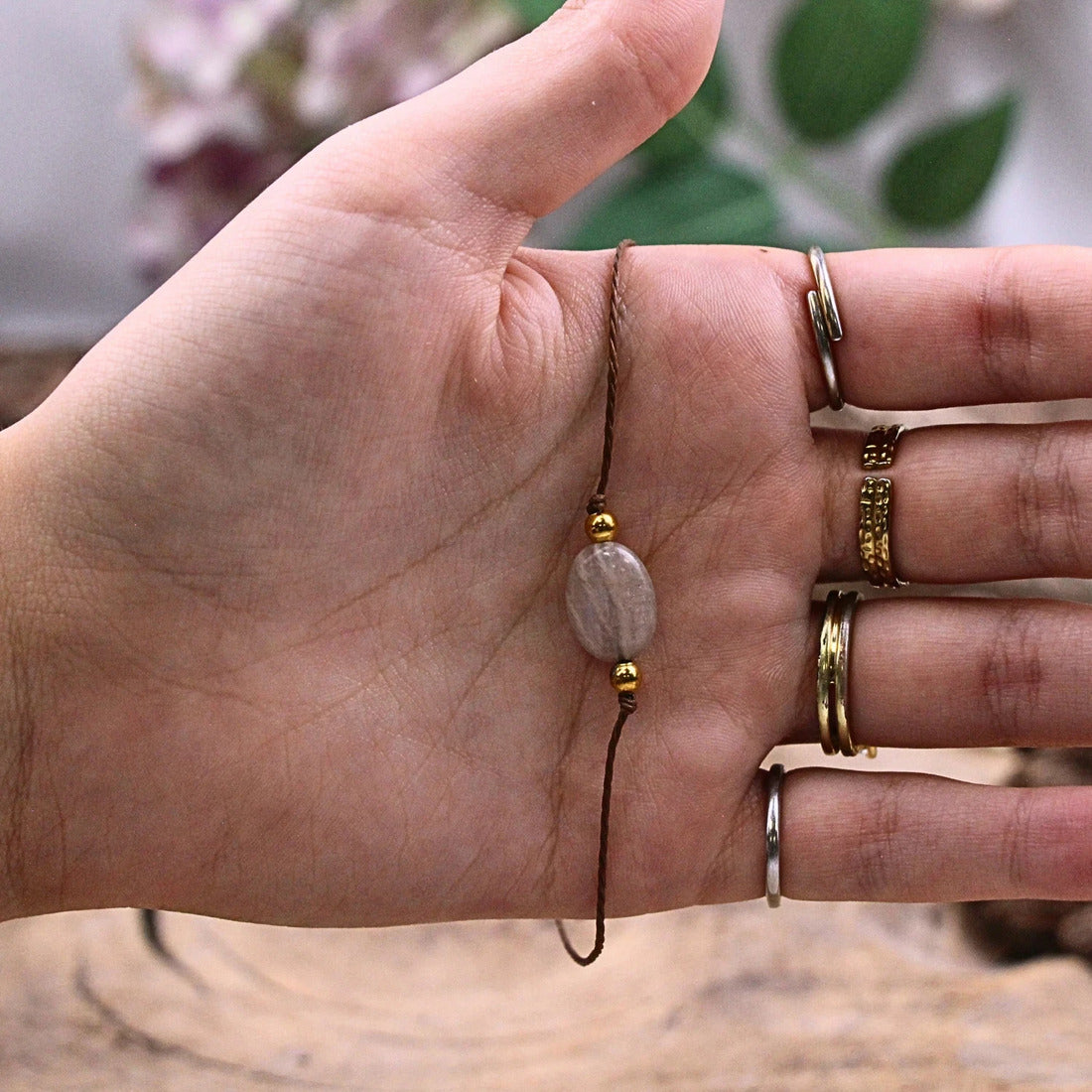 Månsten armband, junis födelsesten, justerbart