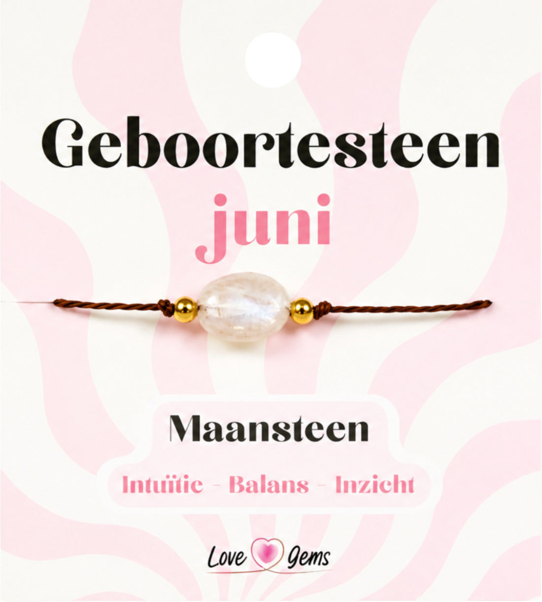 Månsten armband, junis födelsesten, justerbart