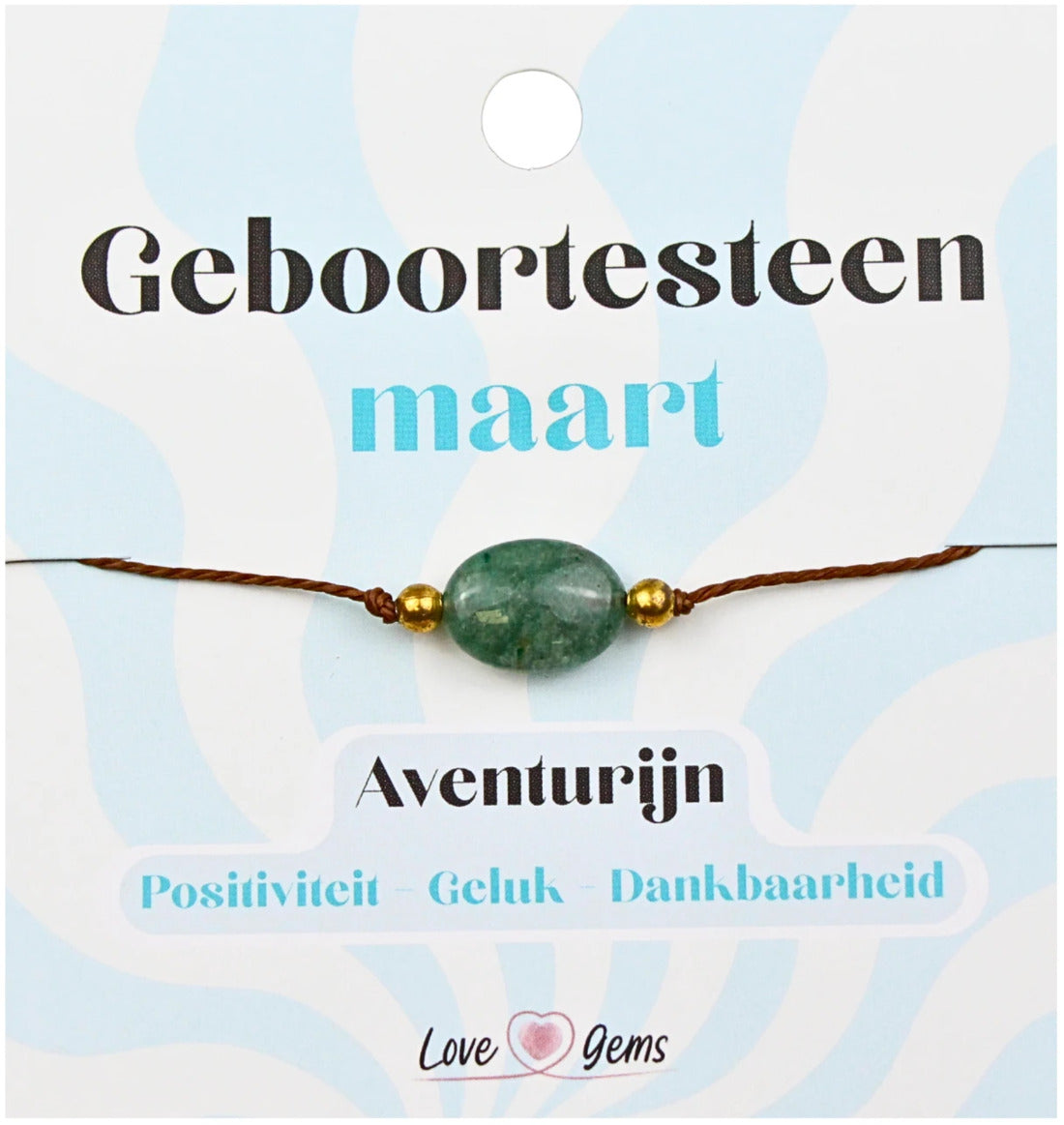 Aventurin armband, födelsesten mars, justerbart