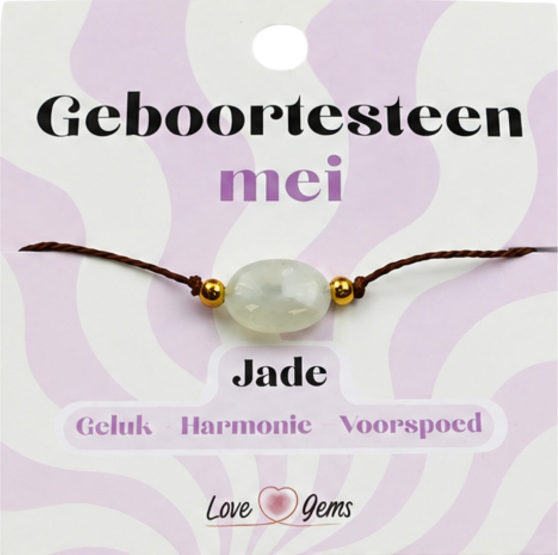Jade armband, födelsesten maj, justerbart