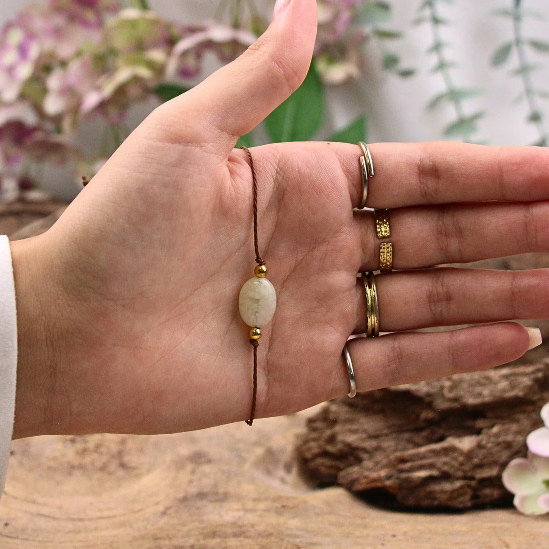 Jade armband, födelsesten maj, justerbart
