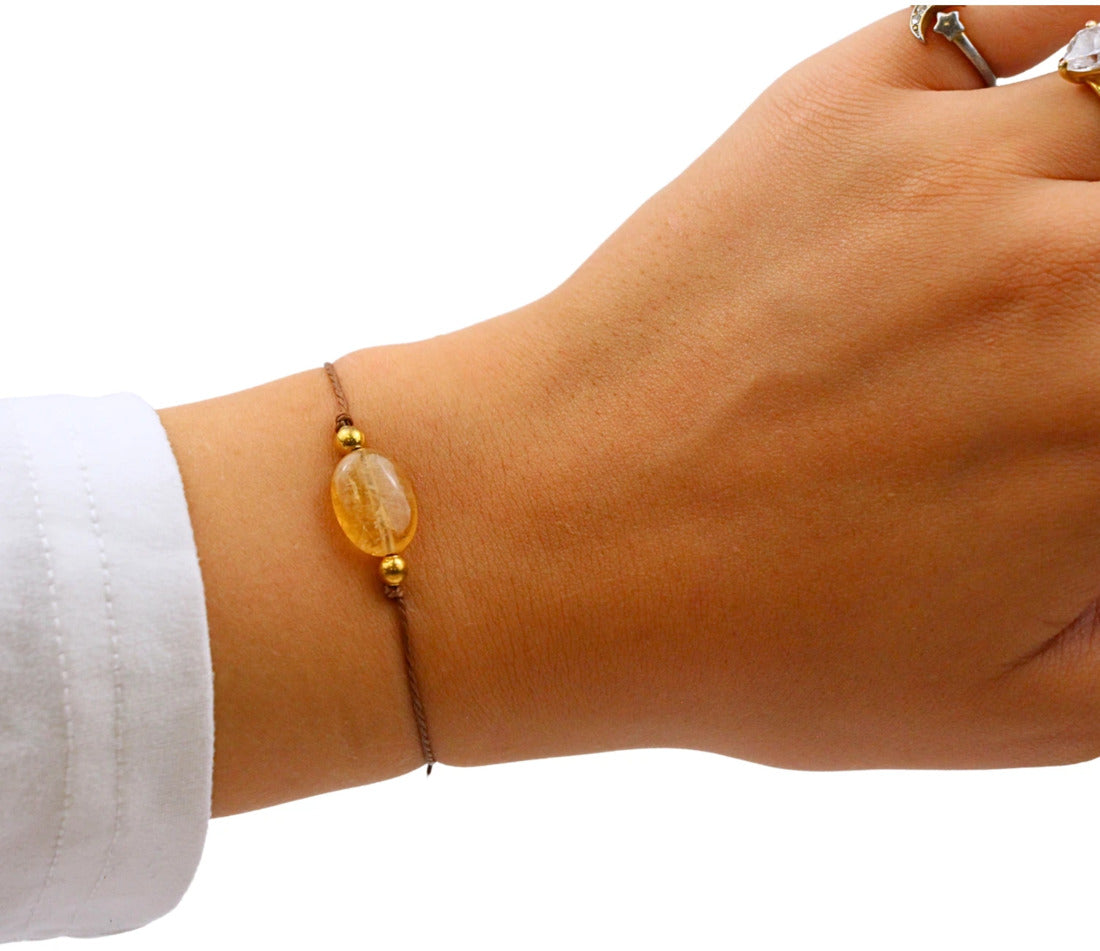 Citrin armband för november, födelsesten, justerbart