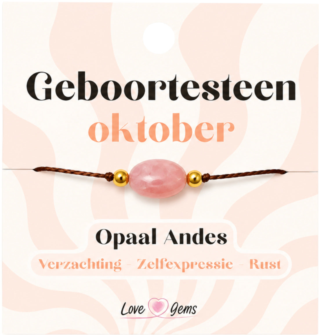 Opal armband för oktober, justerbart, Andesopal