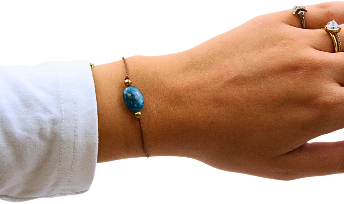 Apatit armband, septembers månadssten, justerbart