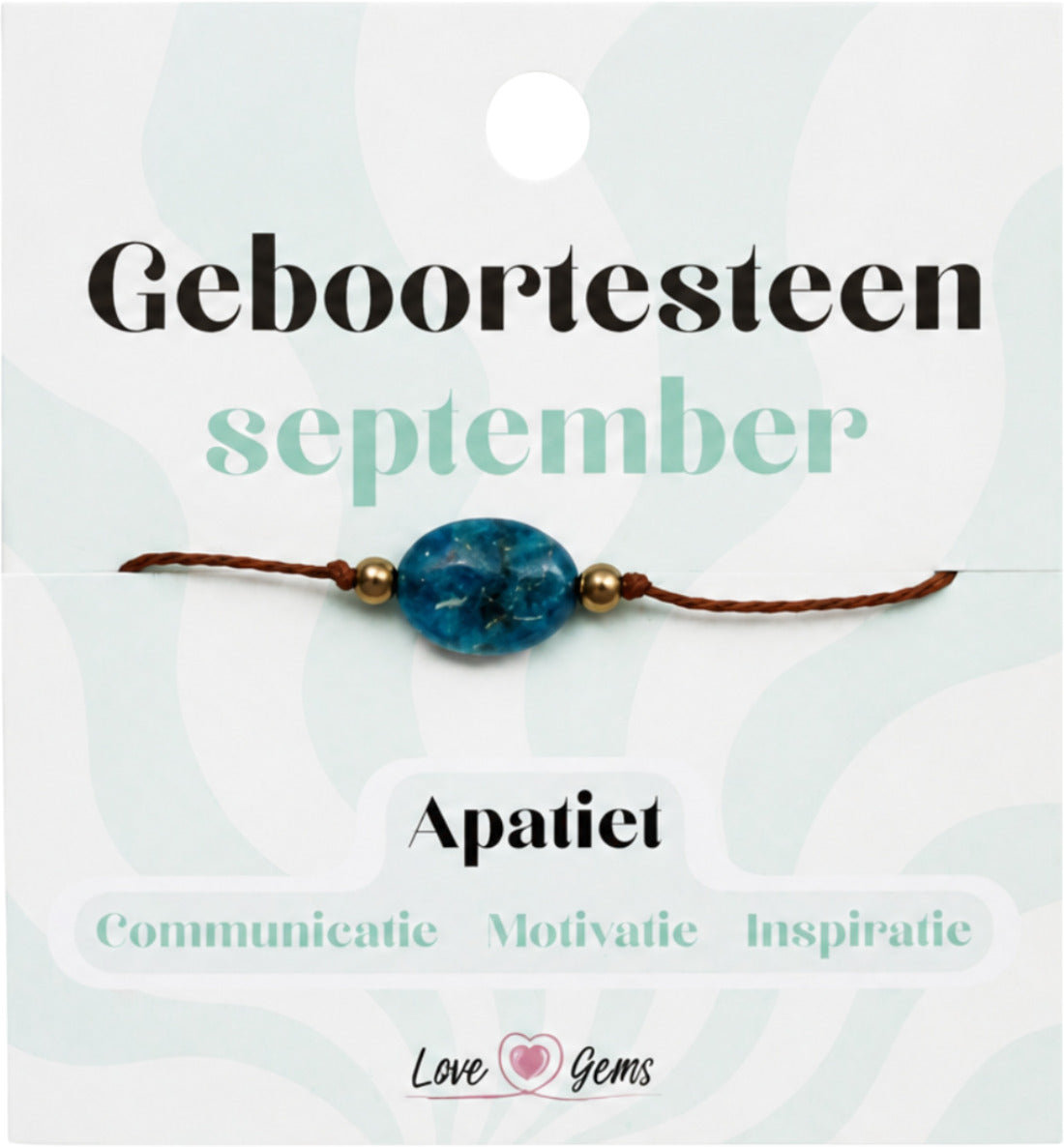 Apatit armband, septembers månadssten, justerbart