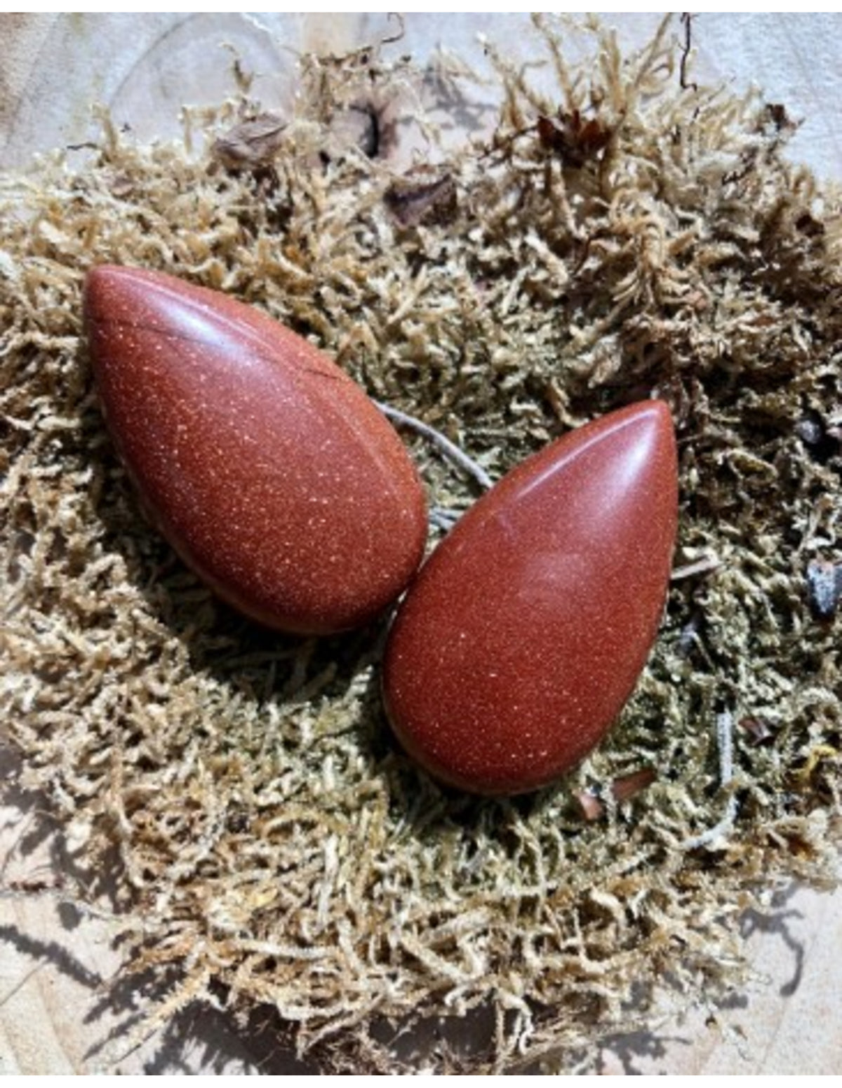 Guldsten hänge, droppe, 4 cm, borrat (glas)