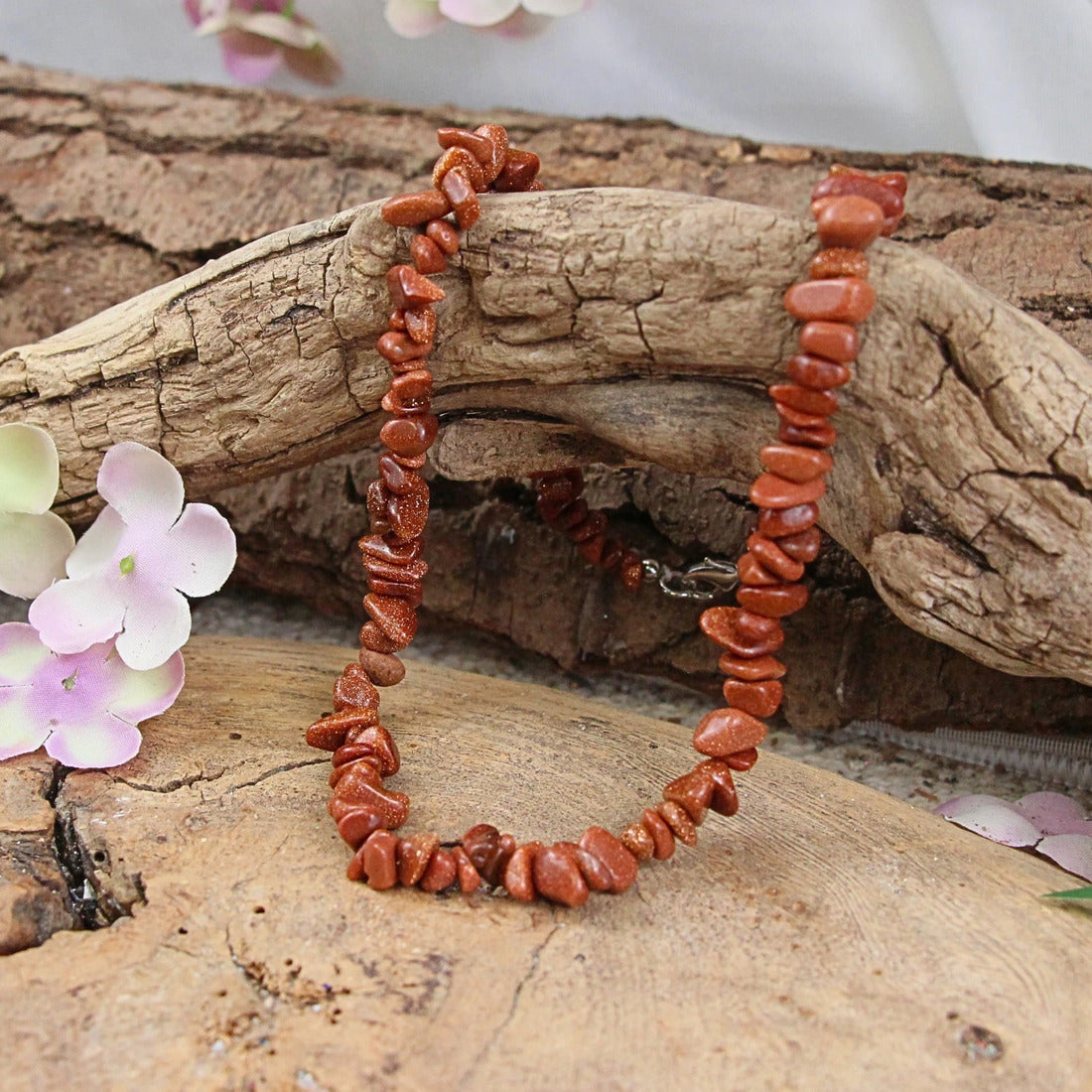 Guldsten halsband med splitstenar (glas)