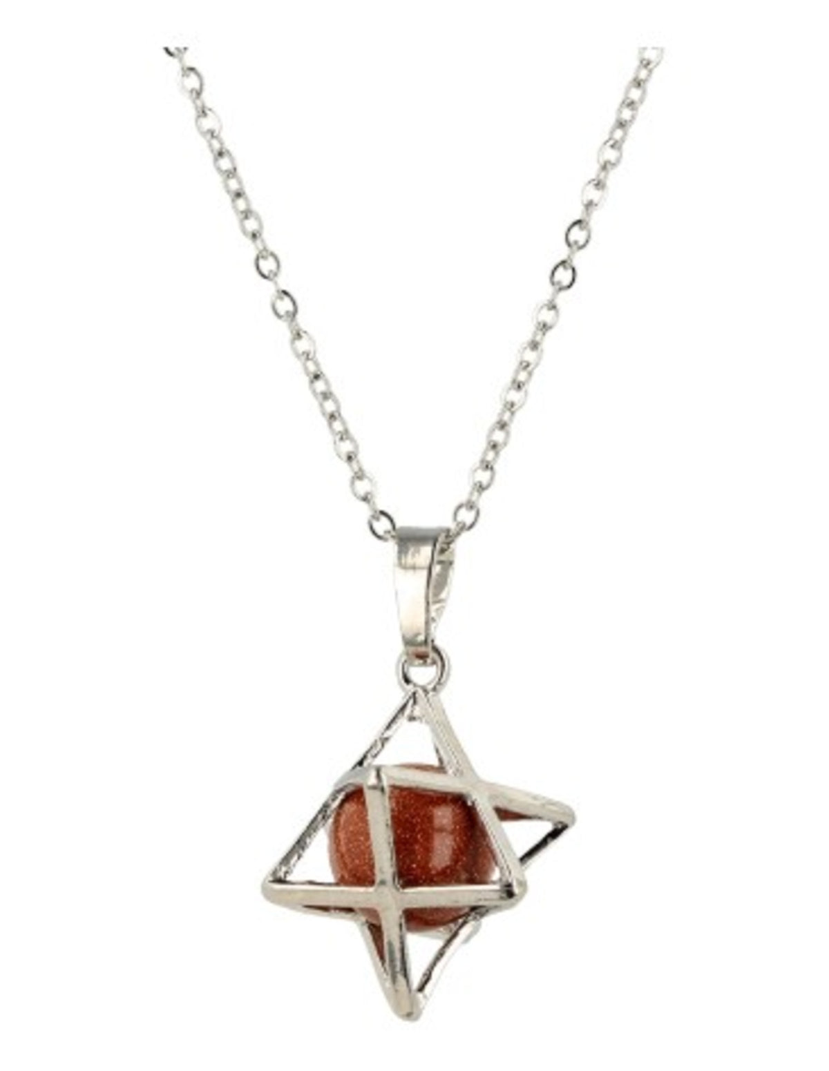 Guldsten hänge i merkabah-bur (glas)
