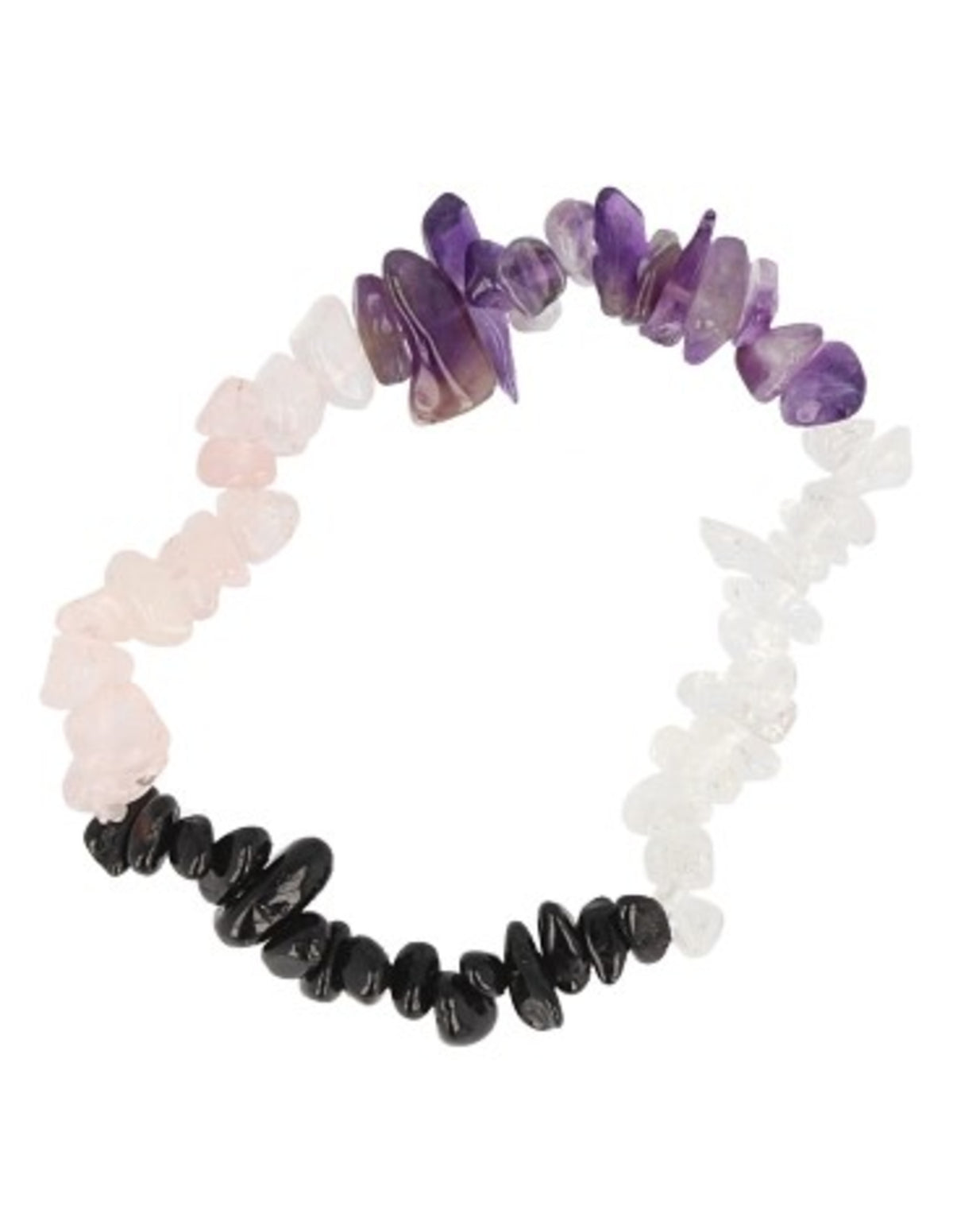 Armband: ametist, bergkristall, rosenkvarts och svart turmalin