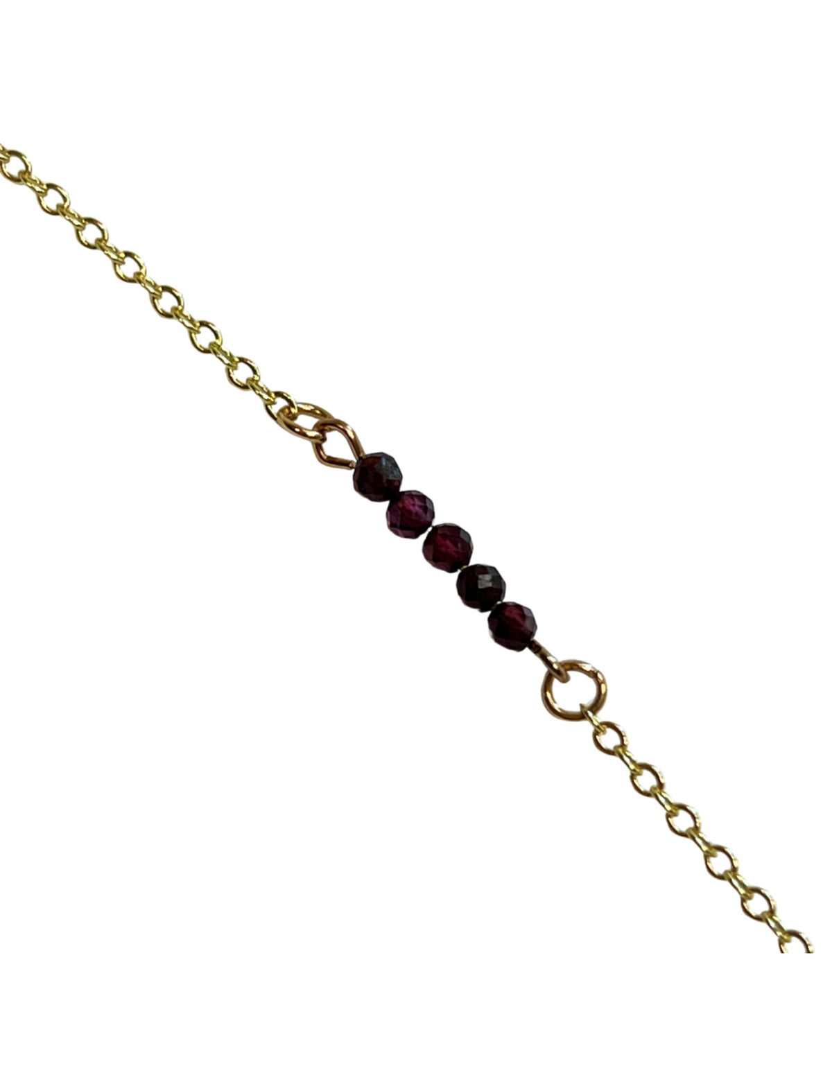 Granat armband, spring style, guldfärgat