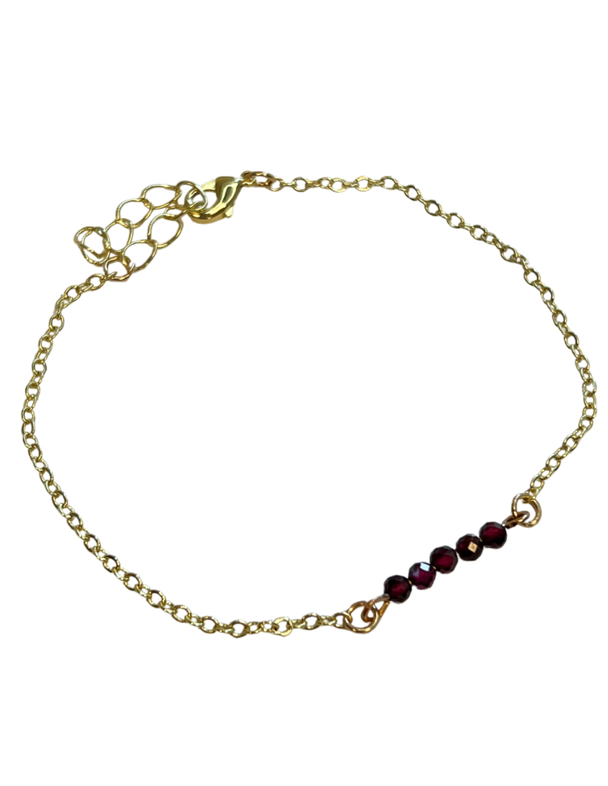 Granat armband, spring style, guldfärgat