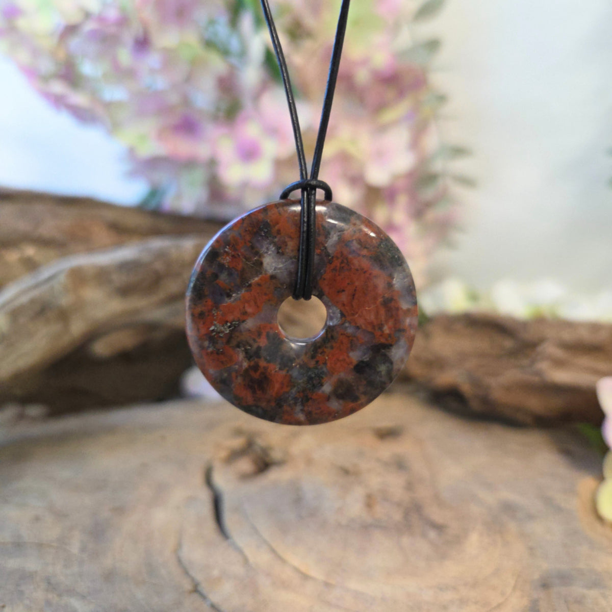 Granit donut, 40 mm, grå med mörka fläckar