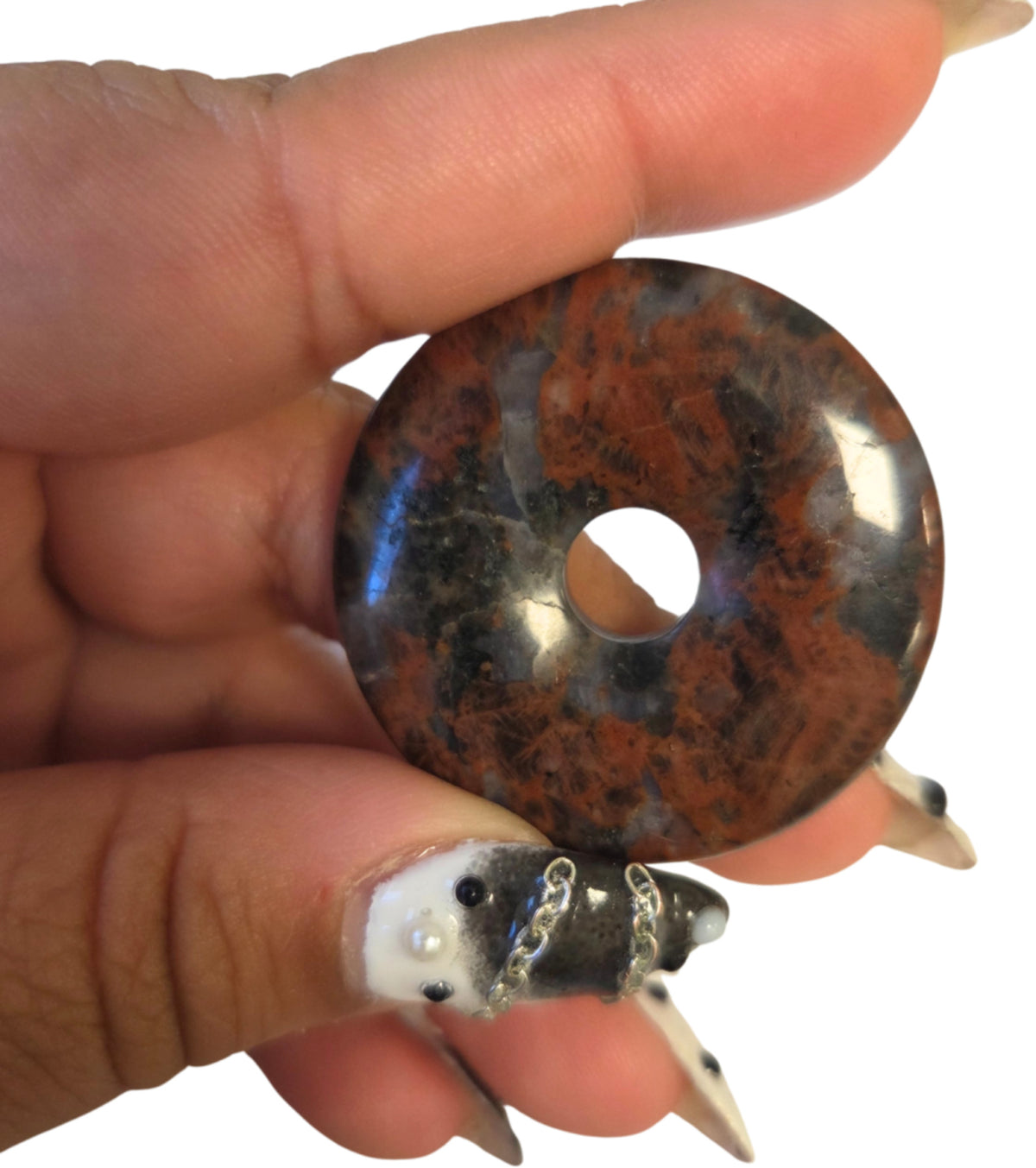 Granit donut, 40 mm, grå med mörka fläckar