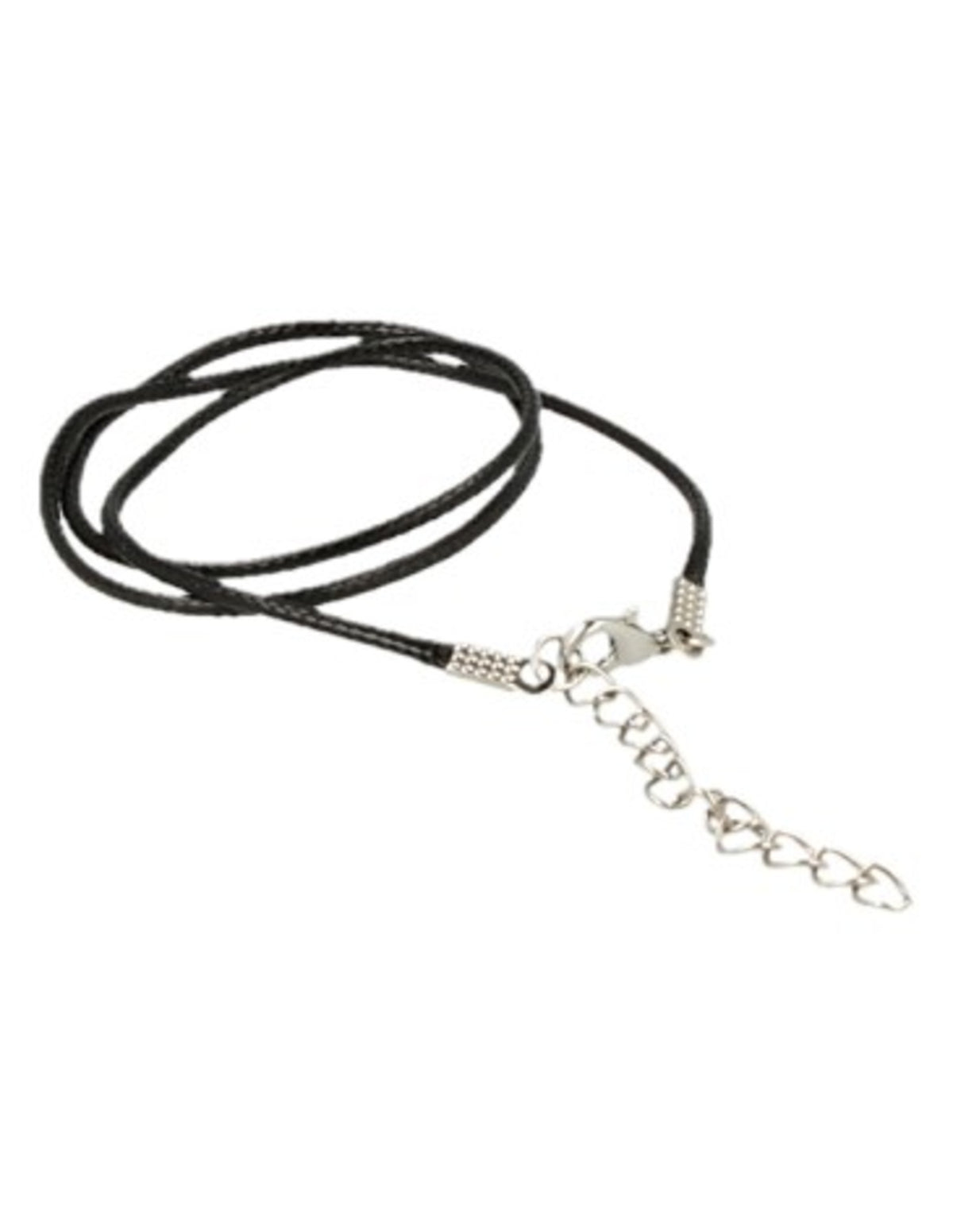 Vaxsnöre halsband, svart, 1,5 mm, med förlängningskedja