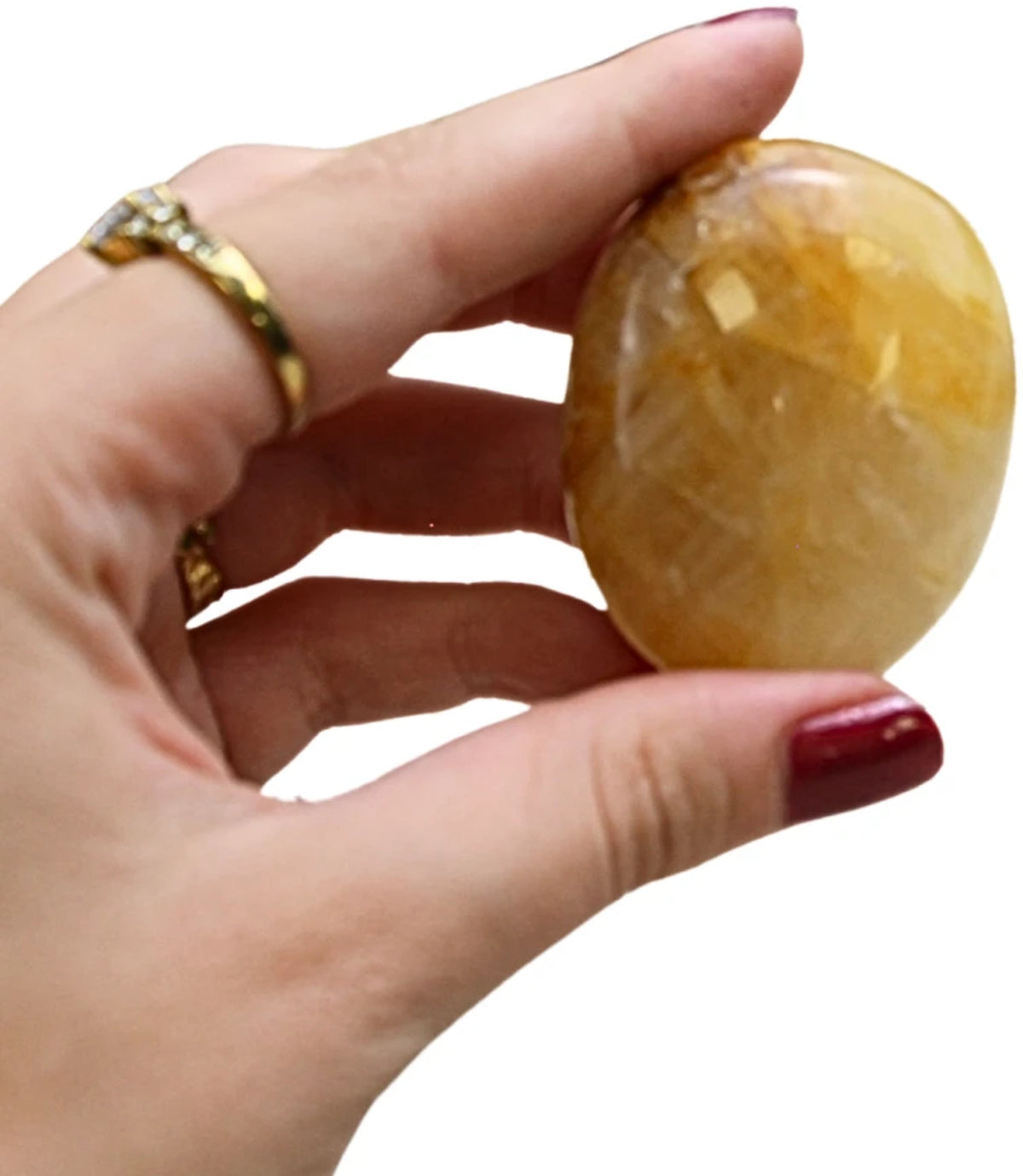 Golden healer kvarts palmsten, guldgul, Madagaskar