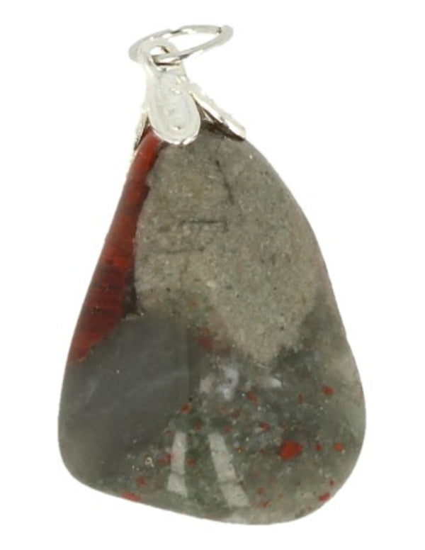 Heliotrop hänge, blodsten, försilvrad ögla, 2 cm