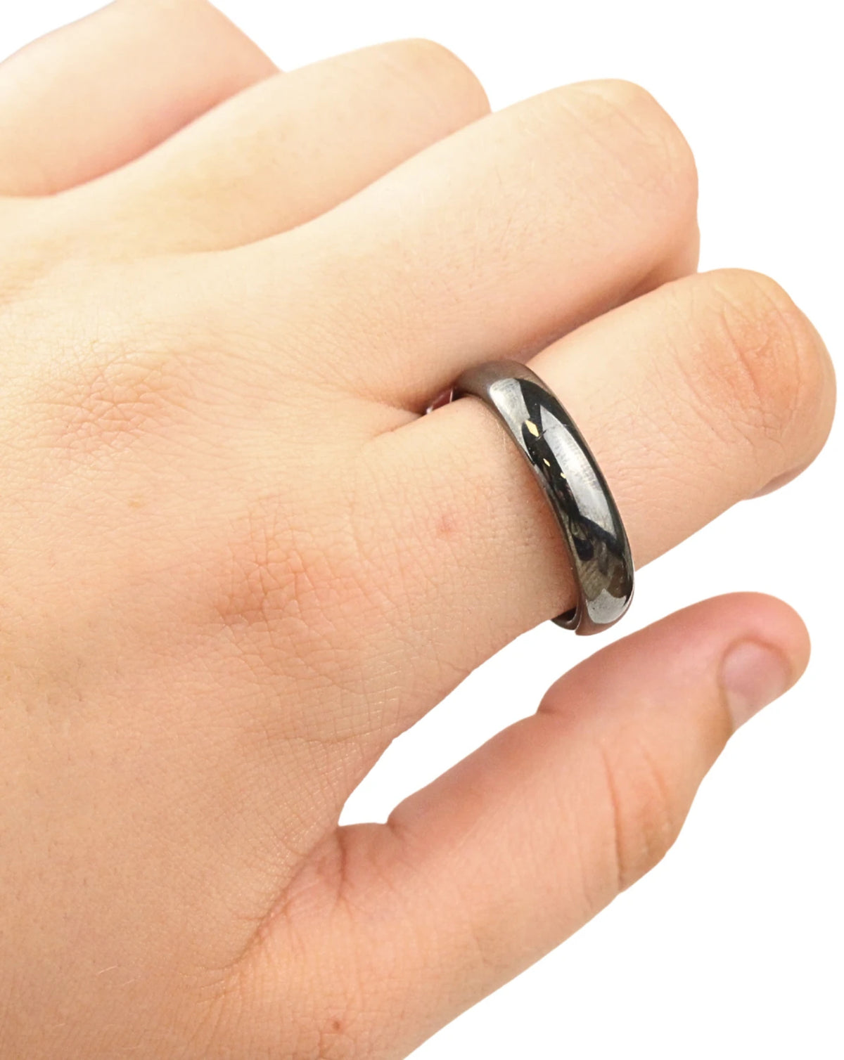 Hematit ring, 6 mm bred, storlek 22