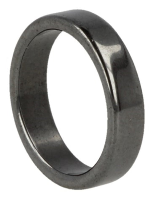 Hematit ring, platt, 5 mm bred, storlek 16