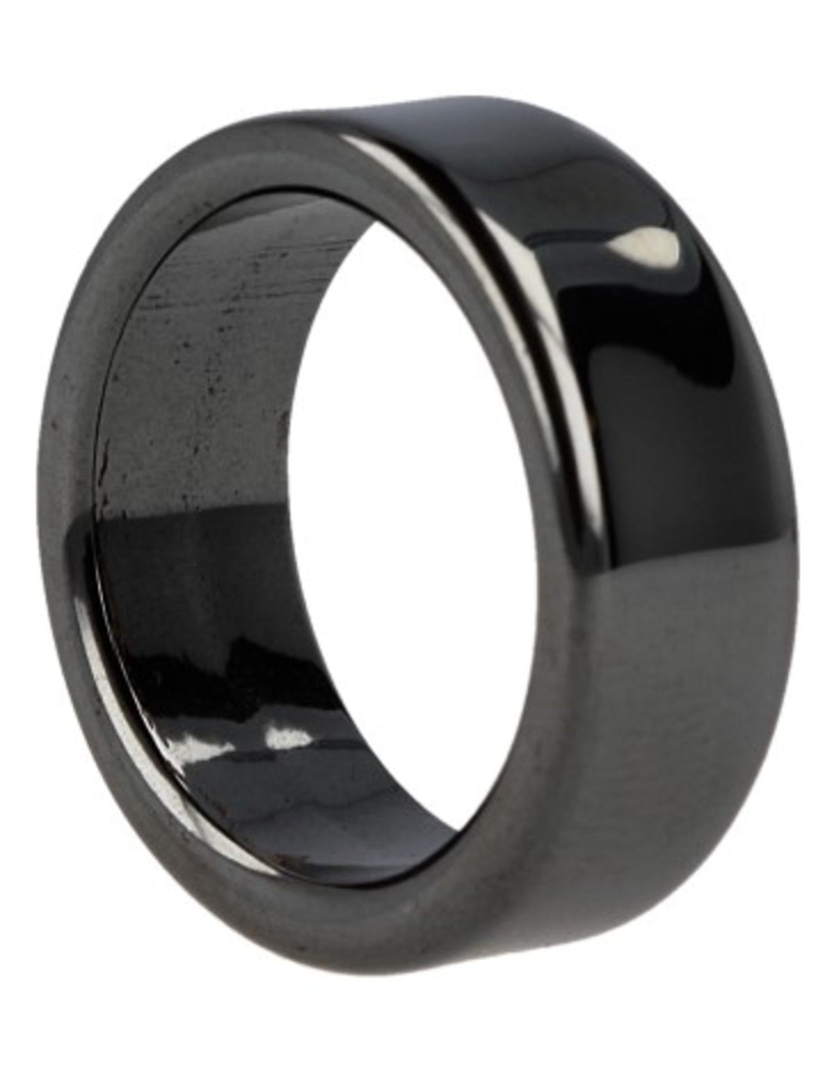 Hematit ring, platt, 8 mm bred, Storlek 18