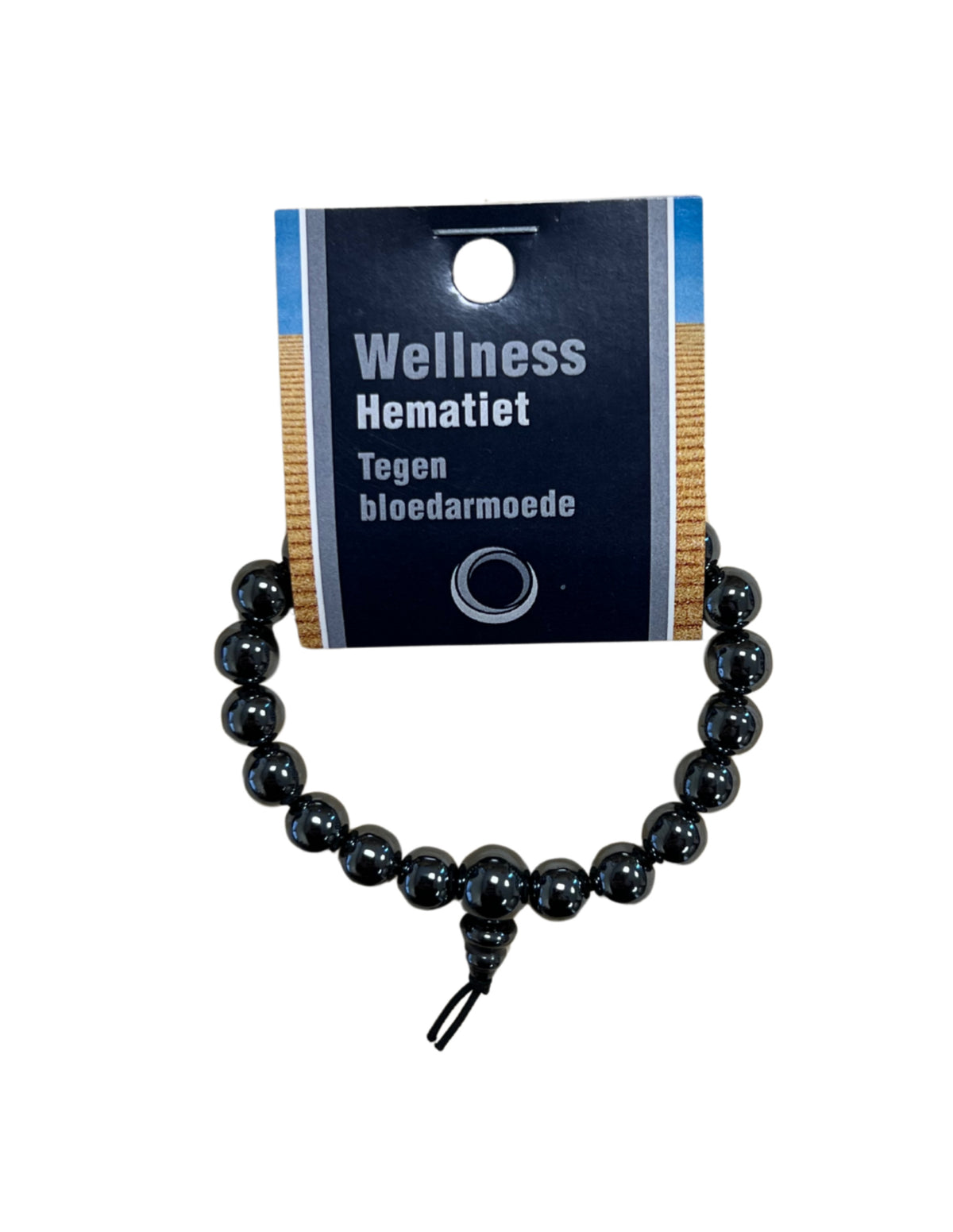 Hematit powerbead armband, 8 mm, 18 cm, På kort