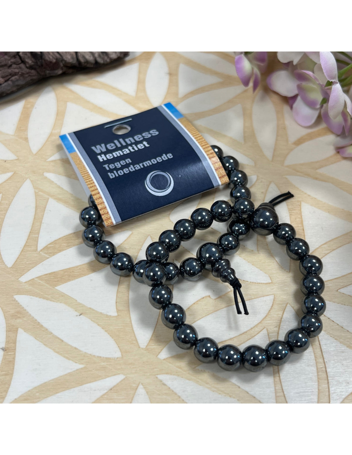 Hematit powerbead armband, 8 mm, 18 cm