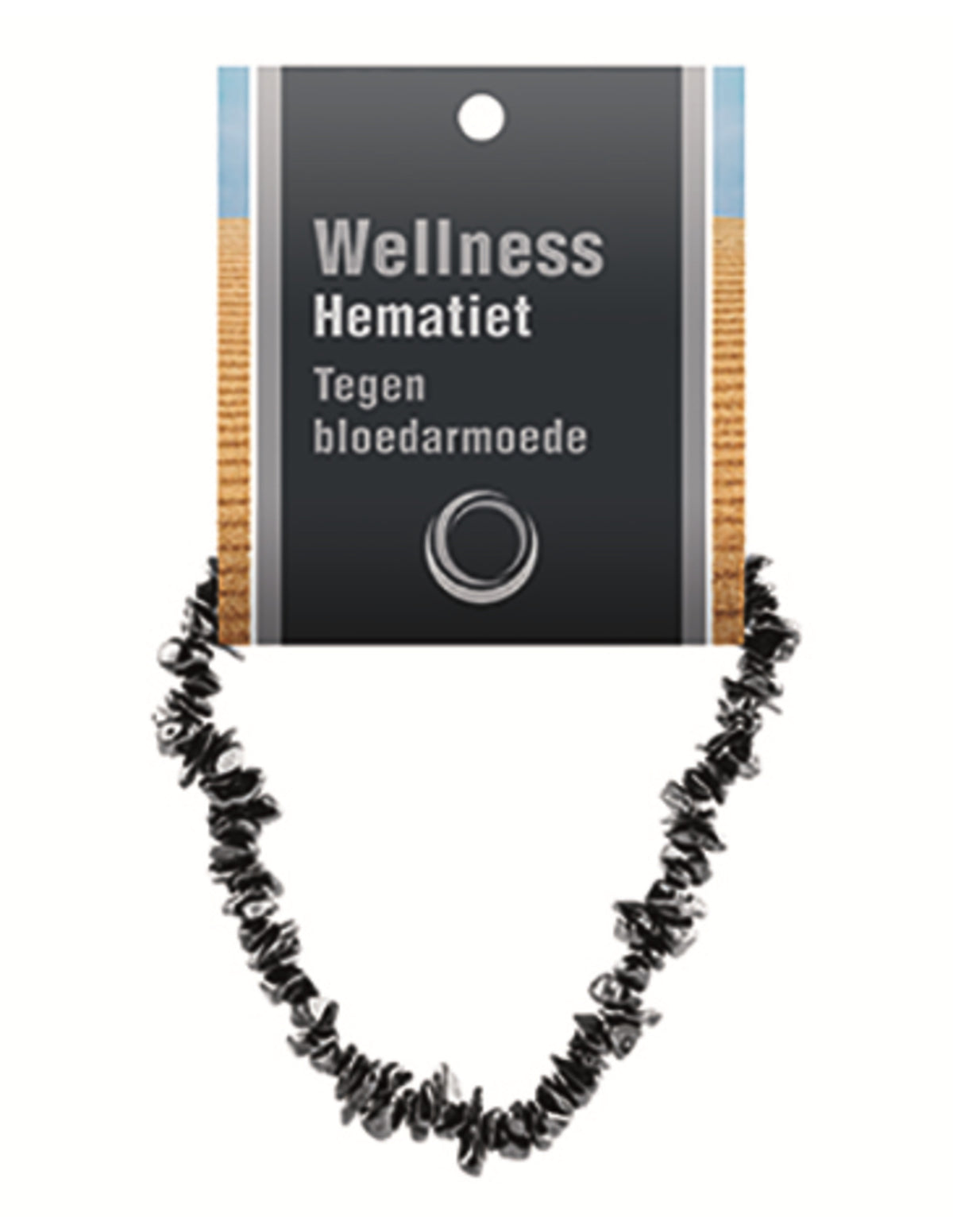 Hematit armband med splitstenar, 5 till 10 mm, På kort