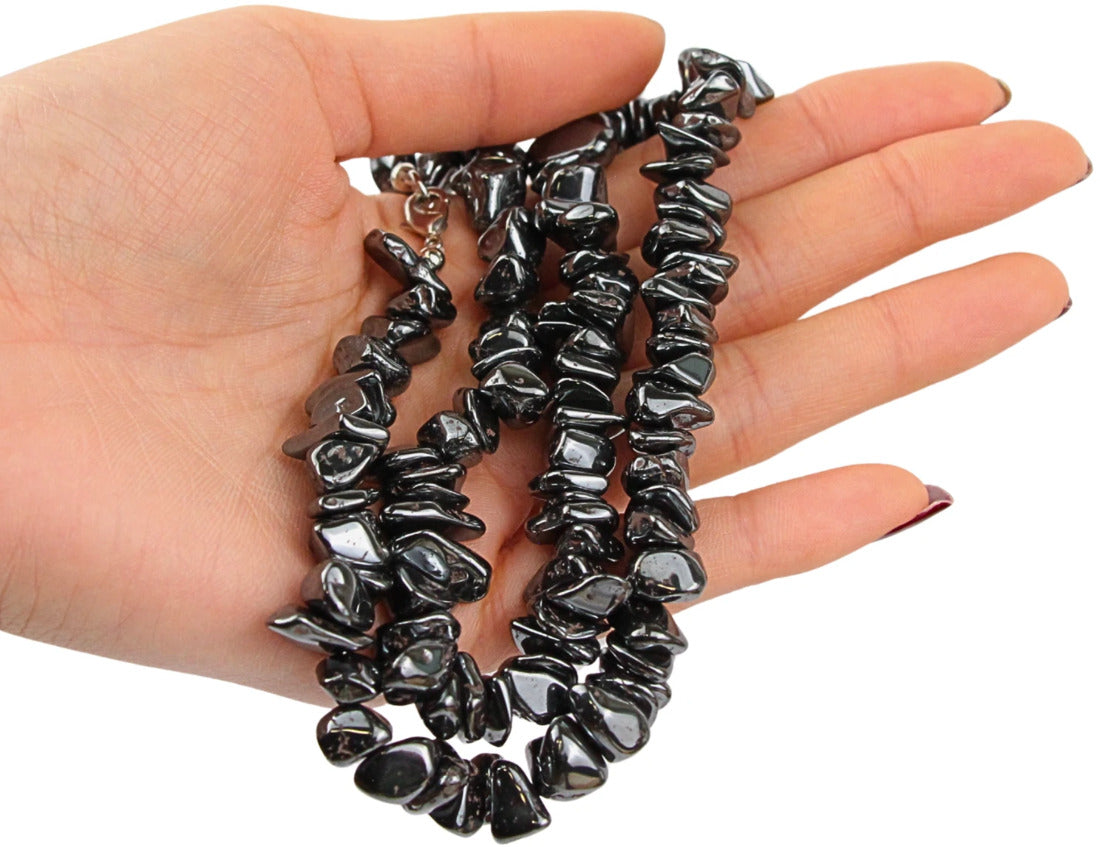 Hematit halsband med splitstenar, 5 till 10 mm