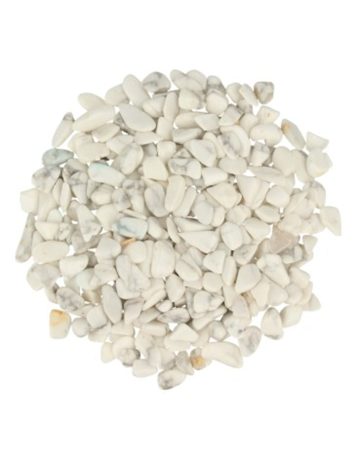 Howlit trumlade stenar, vit, 100 g, 5 till 10 mm