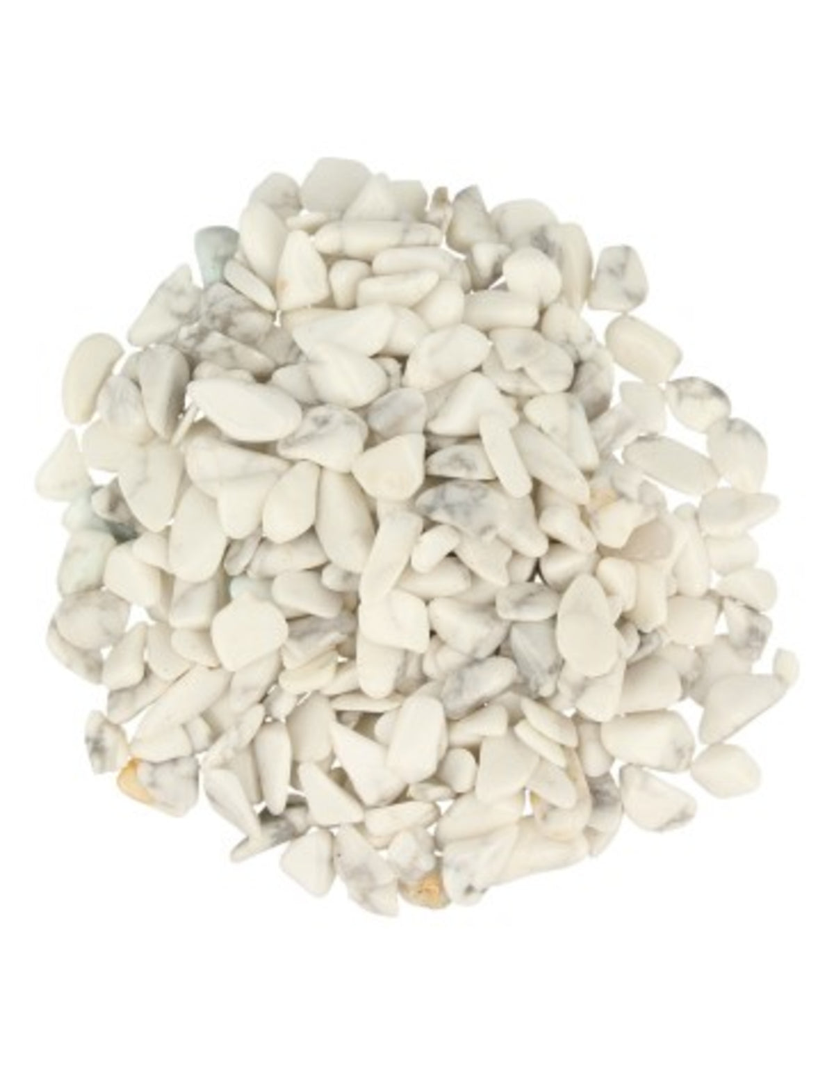 Howlit trumlade stenar, vit, 100 g, 5 till 10 mm