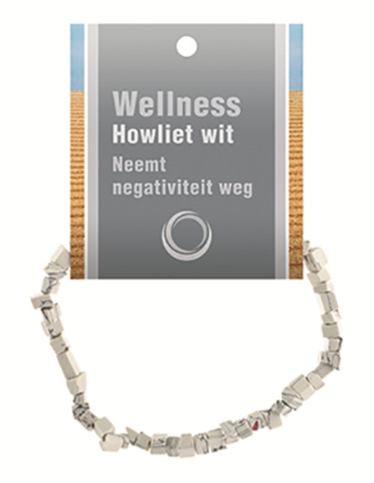 Howlit armband med splitstenar, vit, 5 till 10 mm, På kort