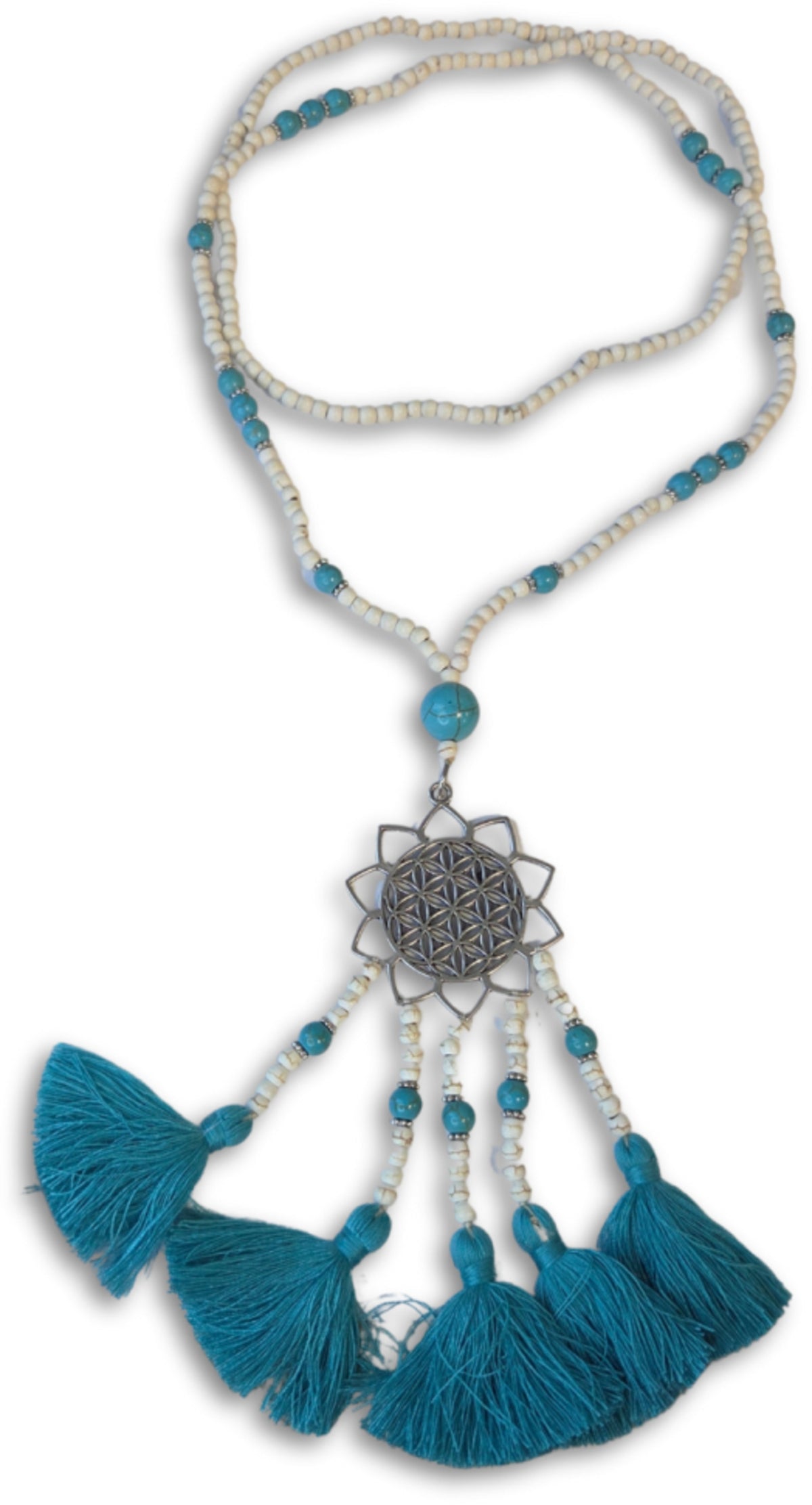 Livets blomma halsband, Ibiza-stil, handgjort, 55 cm