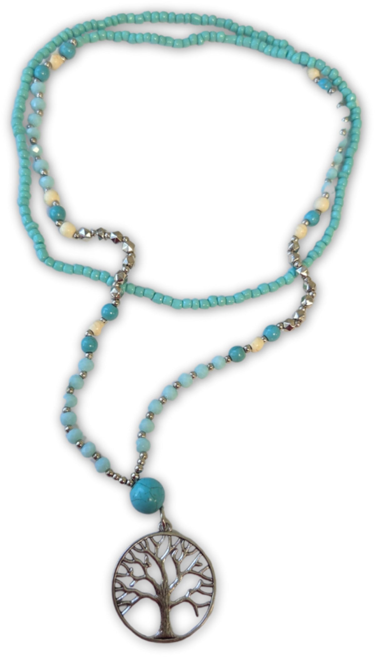 Livets träd halsband, Ibiza-stil, blå, 50 cm, nr 2