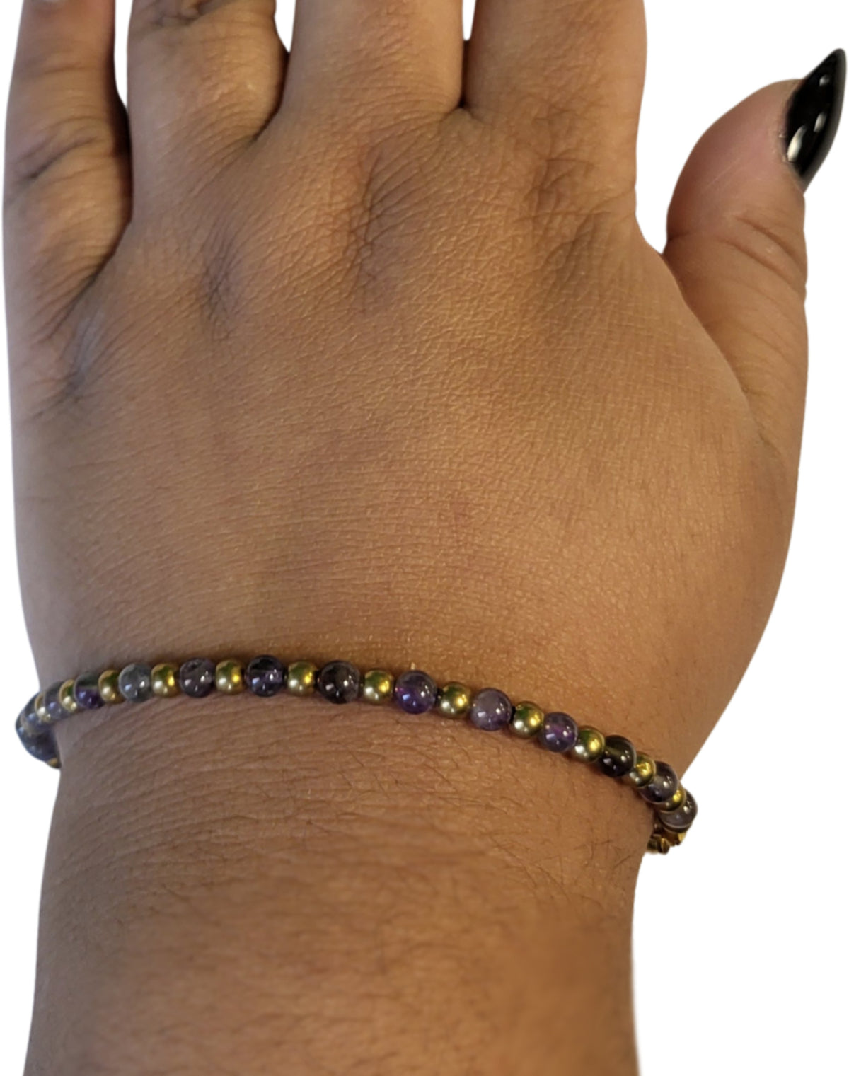 Ametist armband Ibiza Love, brons, justerbart 19 till 23 cm