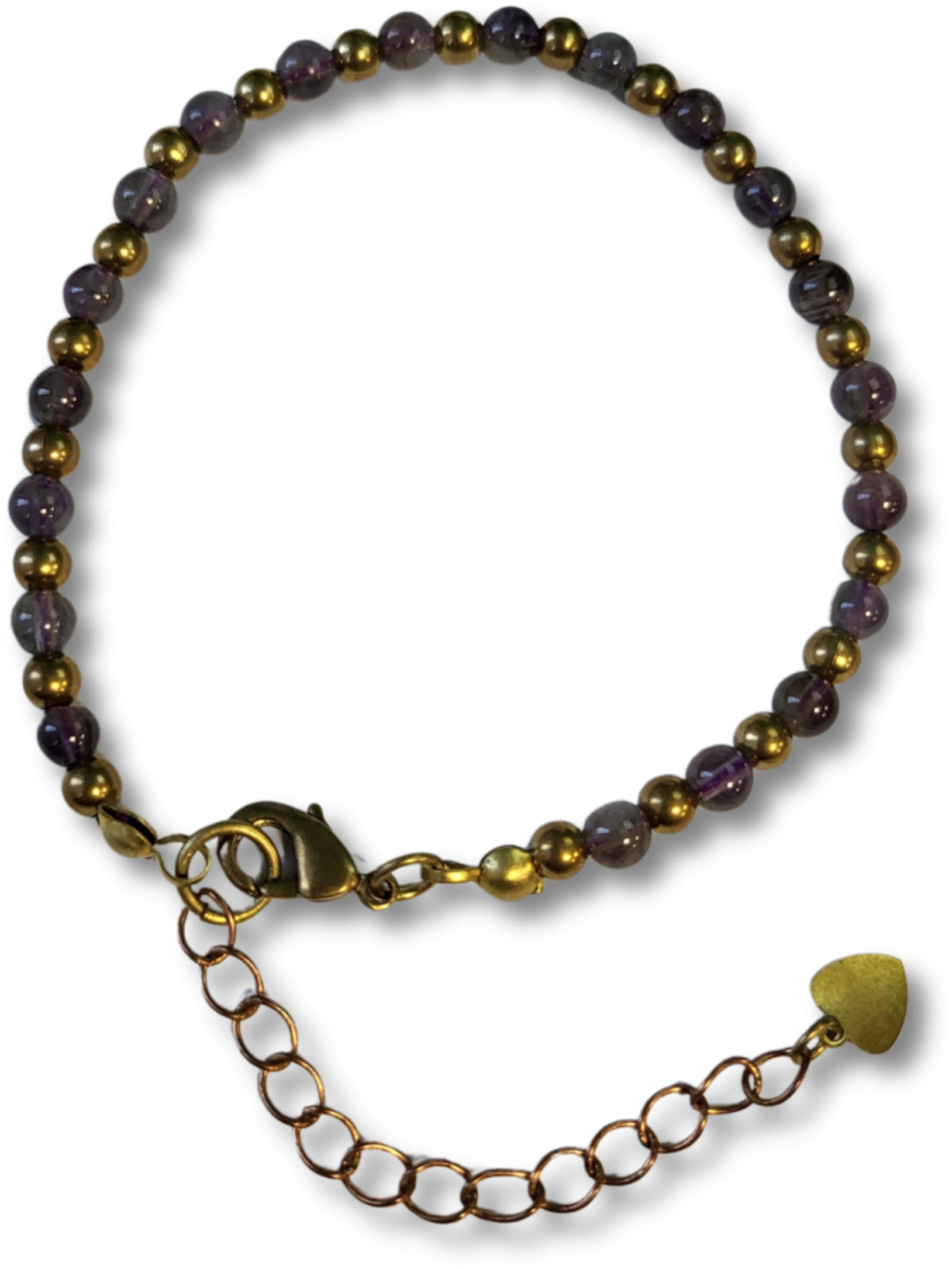Ametist armband Ibiza Love, brons, justerbart 19 till 23 cm