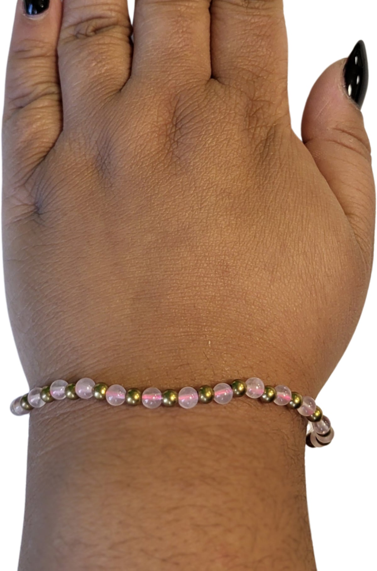 Rosenkvarts armband, Ibiza-stil, justerbart, 19 till 23 cm